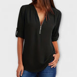 Olivia - Blusa Casual com Decote Pontiagudo