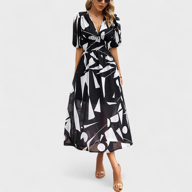 Isolde - vestido midi com decote em V