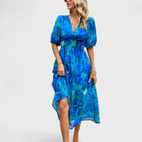 Isolde - vestido midi com decote em V