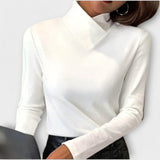 Filipa - Blusa Estilosa com Gola Alta e Decote Pontiagudo