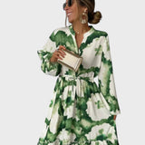 Maxikleid Damen - Lange Ärmel - V-Ausschnitt - Elegantes und fließendes Design