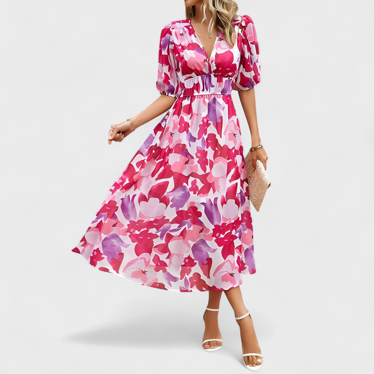 Isolde - vestido midi com decote em V