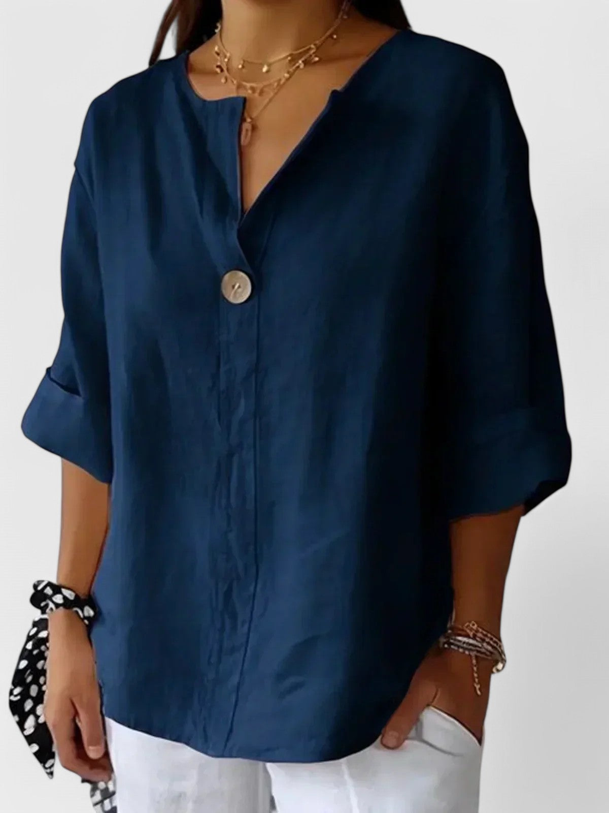 Freja™ - Blusa casual com decote em V