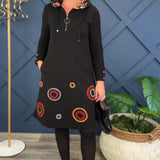 Cora™ Vestido descontraído com capuz e estampado circular