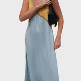 Lara - Vestido elegante com decote em V de cor contrastante