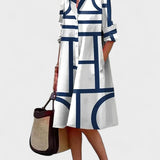 Estelle - Kleid mit Taschen und geometrischem Muster