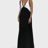 Lara - Vestido elegante com decote em V de cor contrastante