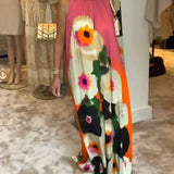 Vestido maxi casual sem mangas com estampa floral