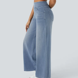 Lara™ Jeans stretch de cintura alta e perna larga