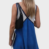 Lara - Vestido elegante com decote em V de cor contrastante