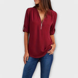 Olivia - Blusa Casual com Decote Pontiagudo