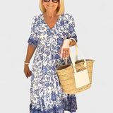 Hannah – Elegante Vestido de Flores com Decote em V
