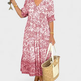 Hannah – Elegante Vestido de Flores com Decote em V