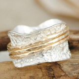 Anel Vintage Spinner em Ouro e Prata
