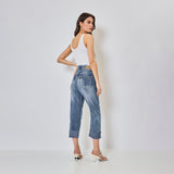 Zoe | Jeans Largos com Fechamento Assimétrico