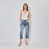 Zoe | Jeans Largos com Fechamento Assimétrico