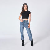 Zoe | Jeans Largos com Fechamento Assimétrico