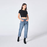 Zoe | Jeans Largos com Fechamento Assimétrico