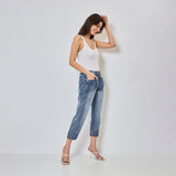 Zoe | Jeans Largos com Fechamento Assimétrico