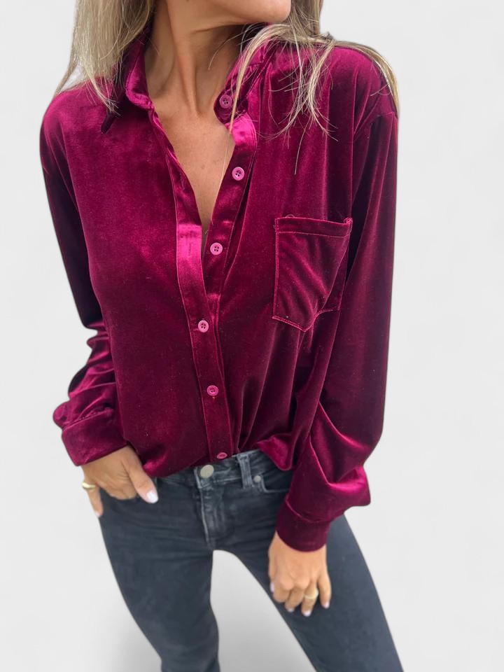 Catherine - Blusa de Veludo Elegante