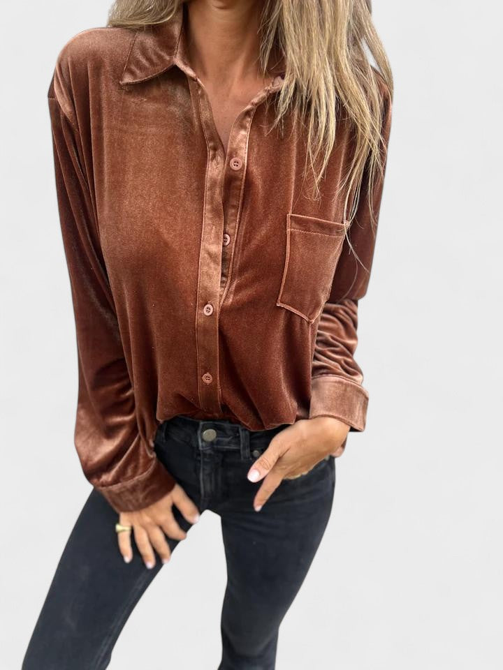 Catherine - Blusa de Veludo Elegante