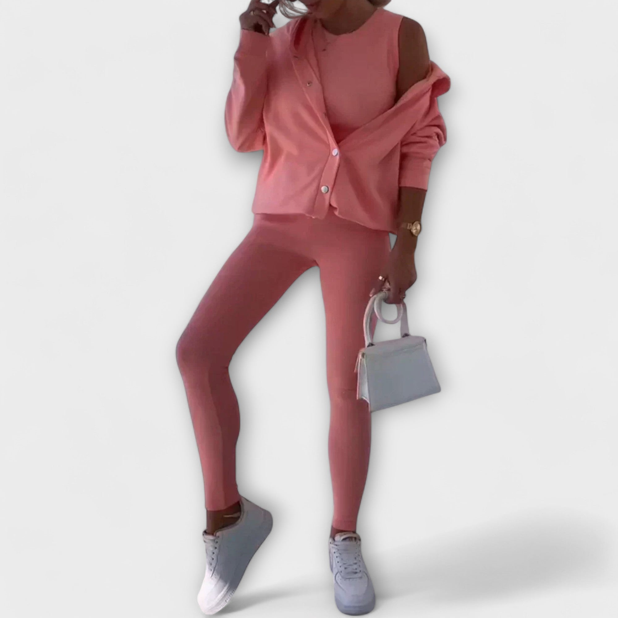 Ella - Conjunto de 3 Peças com Cardigã e Hoodie