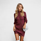 Vestido de tricô quente com gola rolê para mulheres